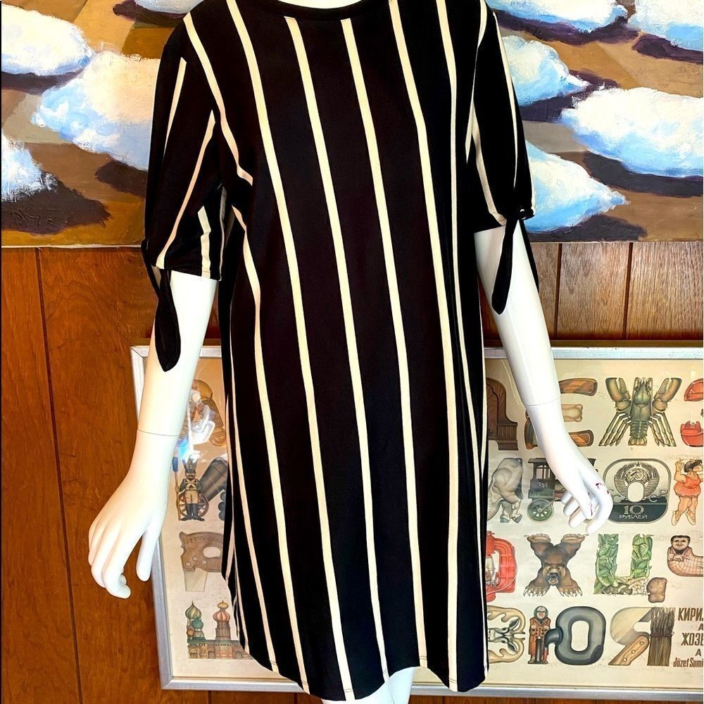 Who What Wear T-Shirt Dress with Tie Sleeves | Casual Mini Shift | Soft Jersey
